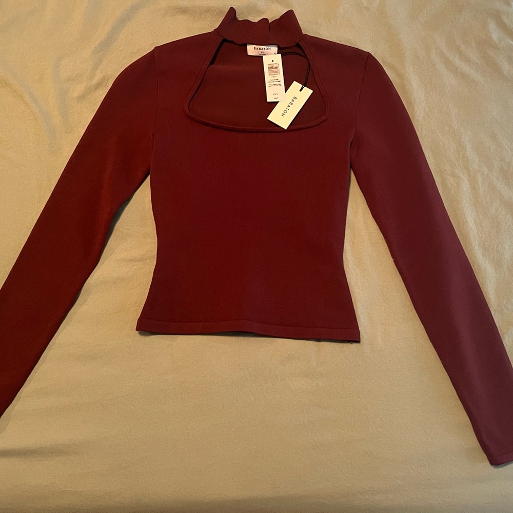 Babaton sculpt knit top in Deep Maroon